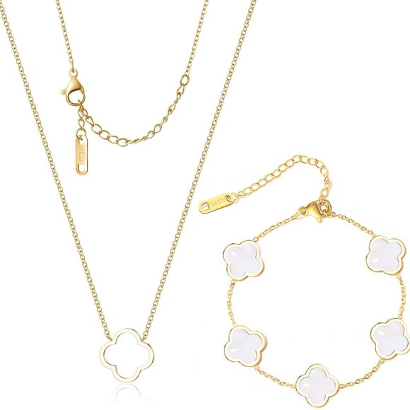 Jewelry - Delicacy Clover Bracelets Necklace Set:Clover Necklaces Clover Bracelet Women Li